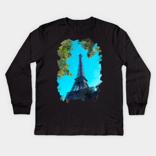 Eiffel tower oil painting Kids Long Sleeve T-Shirt